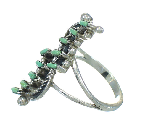 Southwestern Silver And Turquoise Needlepoint Ring Size 5-3/4 YX80950